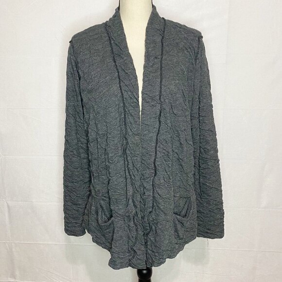 Nomadic Traders Textured Open Front Cardigan Size XL Charcoal Gray Stretchy USA - Picture 1 of 7